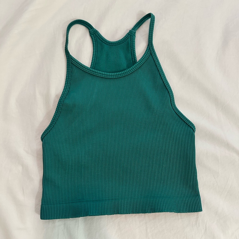 Green Ribbed Tank Top - Picture 1 of 3